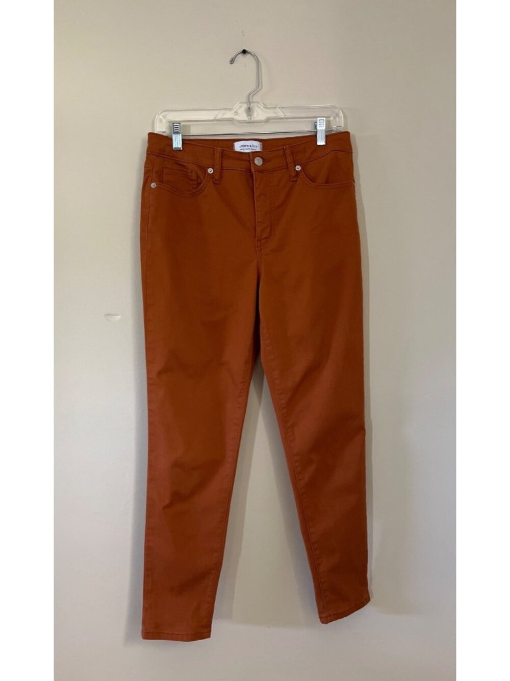 Crown & Ivy Womens Size 6R Rust Color High-Rise Skinny Jeans Denim Pockets